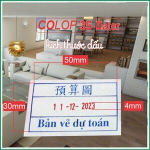 Dấu ngày tháng số xoay nội dung 2 màu mực